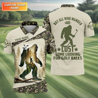 Not All Who Wander Are Lost Bigfoot Custom Men's Golf Polo Shirt HG  Golfing Apparel  Golf Gifts For Men