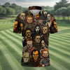 Horror Halloween Character Halloween Men's Polo Shirt HGs  Horror Movie Shirt  Mens Golf Shirts  Halloween Golf Shirt