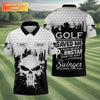 Golf Saved Me From Being A Porn Star Now I'm Just A Swinger Custom White Skull Golf Polo Shirt HG  Dad Golf Gift