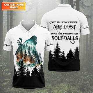 Not All Who Wander Are Lost Bigfoot Hunter Men's Golf Polo Shirt HG  Golf Lover Gifts  Funny Golf Shirt