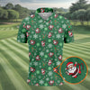 Santa Claus Pattern Christmas Green Golf Tops For Men  Christmas Polo Shirt HG Polo Shirt HGs For Men