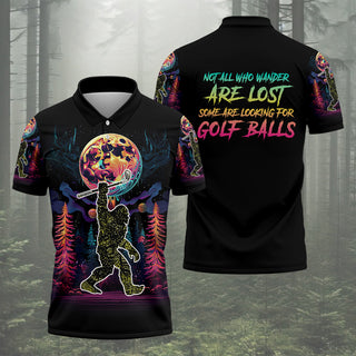 Not All Who Wander Are Lost Bigfoot Funny Mens Golf Polo Shirt HG  Funny Polo Shirt HG Golf Gift For Him