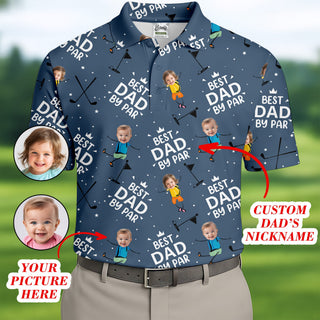 Custom Face Kids Photo  Best Dad By Par Custom Face Kids Photo  Funny Golf Polo Shirt HG  Christmas Golf Gift