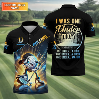 I Was One Under Today Custom Men's Golf Polo Shirt HG  Funny Golf Shirt  HG Dad Golf Gift