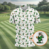 St Patrick's Day Leprechaun Character Golf And Beer White Polo Shirt HG Fun Golf Shirts For Men  Polo For Men