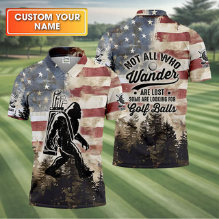 Patriotic Golf Polo Shirts  Bigfoot Golf Shirt HG   Men's Long Seeve Golf Shirt HG s  Golf Gifts For Men