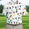 Christmas Light Print Fun Men's Golf Polos  Christmas Polo Shirt HG Unique Gift For Golfer  Polo Shirt HGs For Men