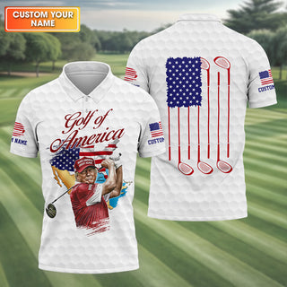 Golf Of America Custom Men's Golf Polo Shirt HG  Funny Polo Shirt HG America 250 Anniversary Shirt  4th Of July Golf Polo