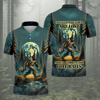 Bigfoot Forest Custom Men's Funny Golf Polo Shirt HG  Golf Gifts For Dad  Golf Presents