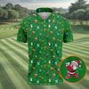 Funny Christmas Characters Golf Pose Green Golf Shirt HG   Christmas Golf Shirt HG   Polo Shirts For Men