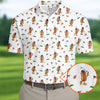 Cartoon Hot Dogs American Flag Pattern 250th Anniversary White Golf Shirt HG   Golf Shirt HG s For Men  Polo Shirts For Men