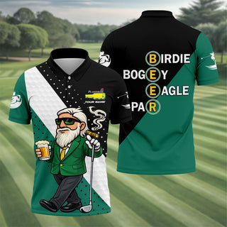 Birdie Boogey Eagle Par Plastered Beer Bottle Logo Golf Tops For Men  Golf And Beer Fun Golf Shirt HG