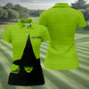 The Green Witch Golf Ball Pattern Fun Women's Golf Shirts HG  Spooky Vibe Ladies Golf Polos  Halloween Golf Shirt
