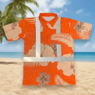 Tropical Orange Flowers Hi Vis Hawaiian Shirt Best Birthday Gift For Husband - Hawaiian Shir HG