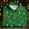 Funny Christmas Characters Golf Pose Green Golf Shirt HG   Christmas Golf Shirt HG   Polo Shirts For Men