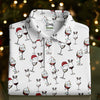 Christmas Wine Glass With Colorful Lighting White Golf Shirt HG   Christmas Golf Shirt HG   Women's Golf Tops