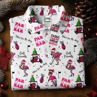 Christmas Flamingo Par Then Bar Women's Golf Shirt HG s  Christmas Golf Shirt HG   Ladies Golf Shirt HG s  Women's Golf Gifts