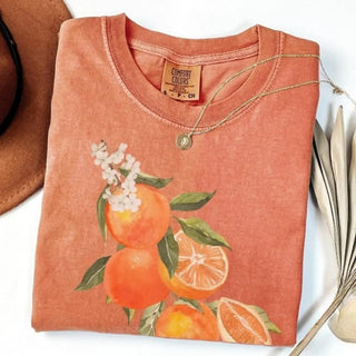 TT Vintage Orange TShirt  Art Graphic Fruit TShirt  Pastel Drawing Oranges Tee  Foodie Vintage Graphic TShirt  Aesthetic Fruit Flowers HFN Shirt