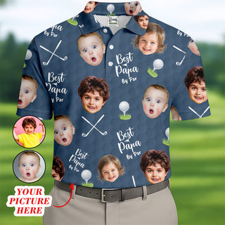 Best Papa By Par Custom Photo Polo Shirt HG Funny Polo Shirt HG Christmas Golf Gift