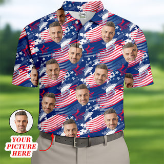 Custom Independence Day Shirts  Custom Face Shirt  Men's 4th Of July Shirts  Funny Golf Polo Shirt HG