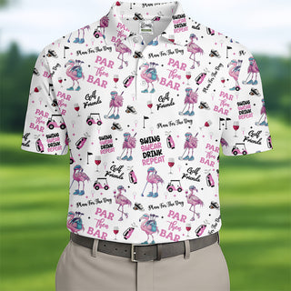 Par Then Bar Flamingo Funny Men Polo Shirt HG   US Patriotic Pride Men's Golf Polo Shirt HG  Patriotic Polo Shirt HG USA Golf Shirt