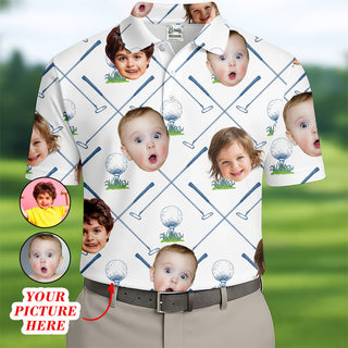 Custom Face Kids Photo Shirt  Funny Polo Golf Shirt HG   Gifts For The Golfing Dad  Christmas Golf Gift