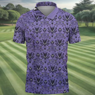 Haunted Mansion Hitchhiking Ghosts Men's Golf Polo Shirt HG  Golfing Apparel  Mens Golf Gift