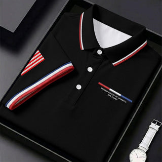 United States Of America 250 Years Navy Golf Shirt  HG Patriotic Golf Shirt  HG Golf Shirts For Men  4th Of July Golf Shirt