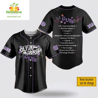 Olivia Rodrigo Guts Album Baseball Jersey Shirt Custom Name Number NNA