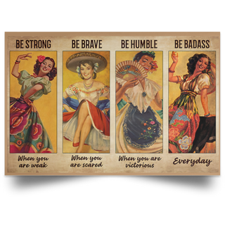 Mexican Independence Day Gift For Hippie Mexican Folk Dancing Be Badass Girls Horizontal Poster PA