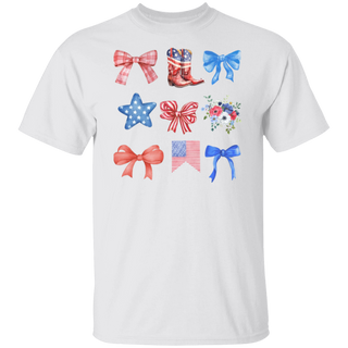 Coquette 4th of July Bow Shirt, Soft Girl Patriotic TShirt, Cute Independence Day Tee, American Girly Gift, Fourth of July Country
