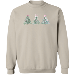 Christmas Pink Bows Sweatshirt Coquette Christmas Sweater Bows Holiday Crewneck Cute Winter Sweatshirt Pink Girly Christmas Tree Shirt