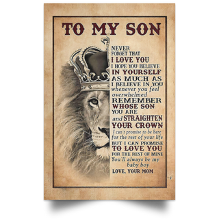 To My Son Lion Poster,16x24 in Christmas Gift For Son, Son Gift From Mom, Mother Son Gift, Son Poster, Son Birthday Gift, Mom To Son Gifts