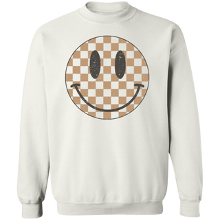 Checker Happy Face Crew Neck Sweatshirt | Fall Sweater | Gift for Her | Gift under 30 | Crewneck | Fall Pullover | Retro Shirt