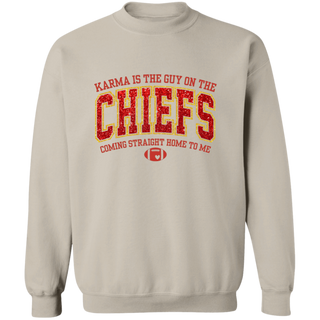 Karma is the guy on the Chiefs Sweatshirt
