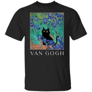 Van Gogh Cat Shirt, Van Gogh Irises Cat Tshirt, Black Cat Tee, Funny Cat Shirt, Flowers Shirt, Ladies Shirts, Funny Gift Idea