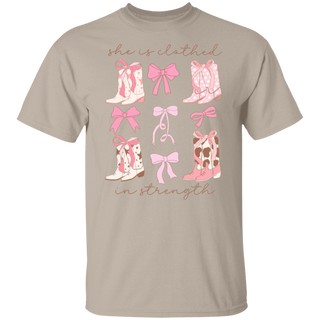 Christian Shirt Girlie Western Shirt Soft Girl Aesthetic Coquette Christian Shirt Pink Bow Bible Verse T-Shirt Cowboy Boots