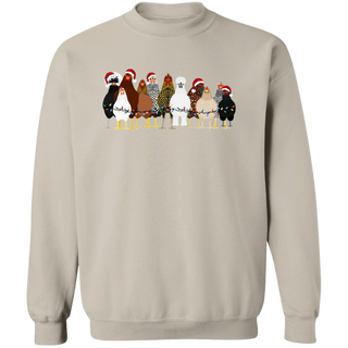 Christmas Chickens Sweatshirt, Cute Chicken Farm Animals Holiday Shirt, Trendy Santa Hat Animal Farmer Heiffer Bull Gift Holidays Crewneck