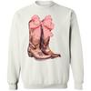 Coquette Cowgirl Crewneck, Western Pink Cowgirl Boots Shirt, Cowgirl Boots Sweatshirt, Cowgirl Valentines, Pink Bow Shirt, Coquette Clothes