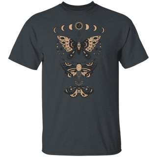 Celestial Moon Graphic Shirt Moth T-Shirts Moon Phase Butterfly Astronomy Boho Oversized Vintage Hippie Shirt
