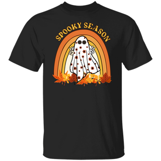 Retro Halloween Shirt, Spooky Season Shirt, Cute Ghost Shirt, Fall Rainbow Shirt, Autumn Shirt, Halloween Women's Shirt