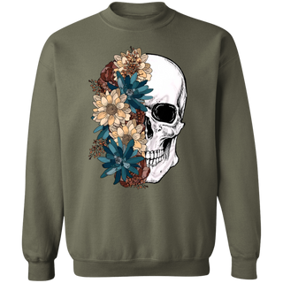 Bloom Skull Sweatshirt, Halloween Sweatshirt, Floral Skull Boho, Womens Fall Sweater, Flower Skull Skeleton Crewneck, Skeleton Blooms
