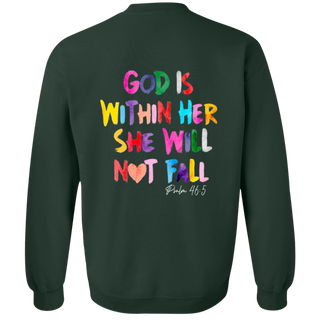 White Signature God Is Within Her She Will Not Fall Sweatshirt