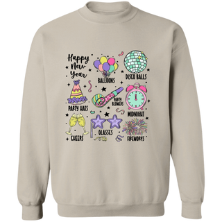 Disco Ball, Baloons, Party Hats, Party Blowers, Midnight, Cheers, Glasses, Fireworks 2024 Happy New Year Shirt, Cheers to New Year Shirt, 2024 Party Shirt, Cute Xmas Doodles Shirt