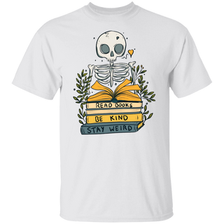 Read Books Be Kind Stay Weird Shirt, Skeleton Reading Shirt, Bookish Shirt, Book Lover Oversized Shirt, Bookworm Shirt