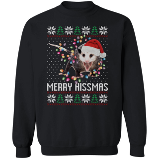 Ugly Christmas Sweater Screaming Possum Sweatshirt Ugliest Christmas Sweater Merry Hissmas Opossum Christmas Sweater Ugly Xmas Sweater Party