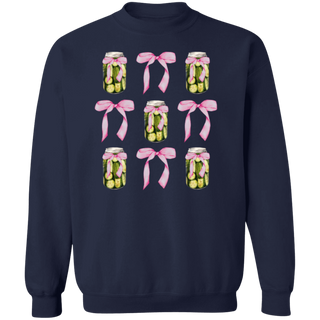 Pink Bow Sweatshirt, Pickle Lover Crewneck, Pickle Coquette Aesthetic Sweater, Pink Pickle Shirt, Pickle Sweatshirt, Trendy Ribbon Sweater