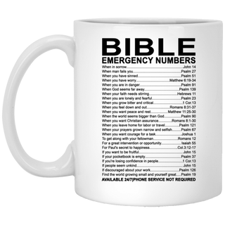 Emergency Bible Numbers Coffee Mug, Bible Mug, Bible Gift, Religious Gift, Scriptures, Church Gift, Secret Sister Gift