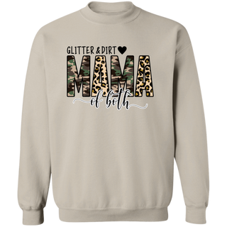 Glitter And Dirt Mama Of Both Sweatshirt, Leopard Design Sweatshirt, Cute Mom Hoodie, Mom Of Both,Leopard Mama Hoodie, Funny Mama Sweatshirt