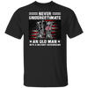 Never Underestimate An Old Man With A Military Background T-shirt, Vintage American Flag US Veteran Shirt, Veteran Day Shirt